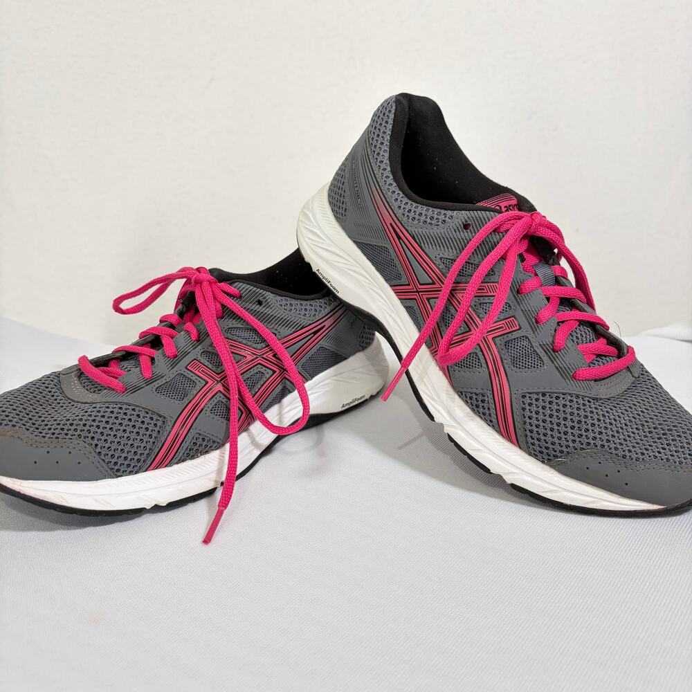 ASICS Running Shoes Womens Size 8.5 Gray Pink GEL-CONTEND 5 Low Top Sneakers